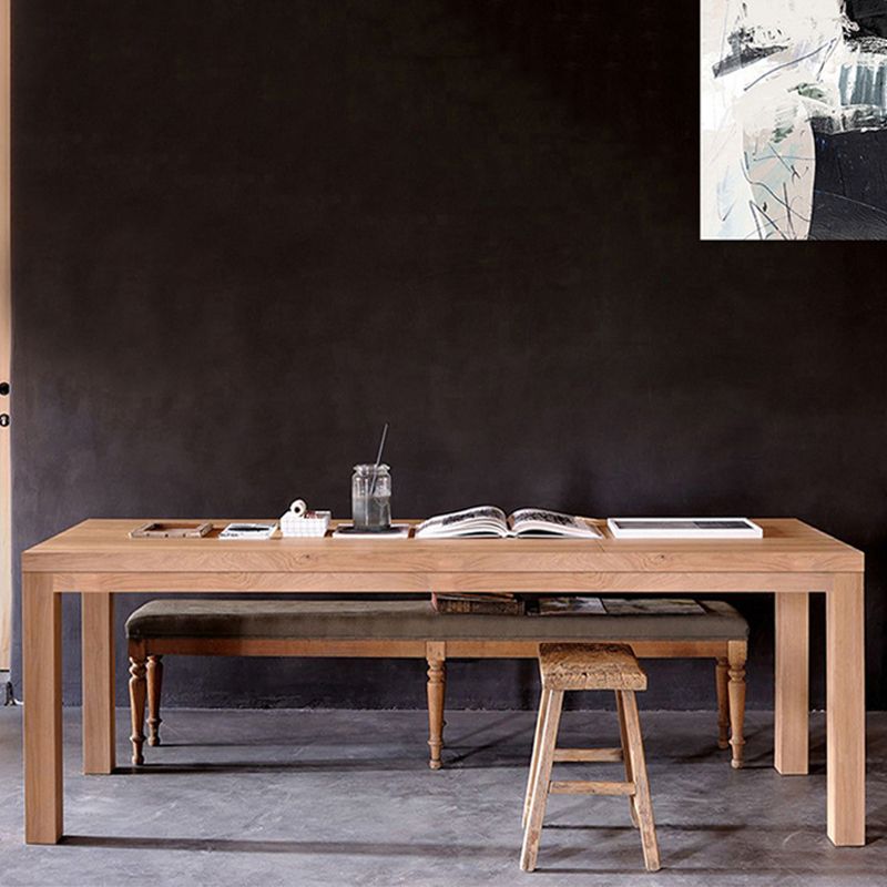 Rectangle 4 Legs Dining Table Medieval Modern Style Wood Table for Kitchen