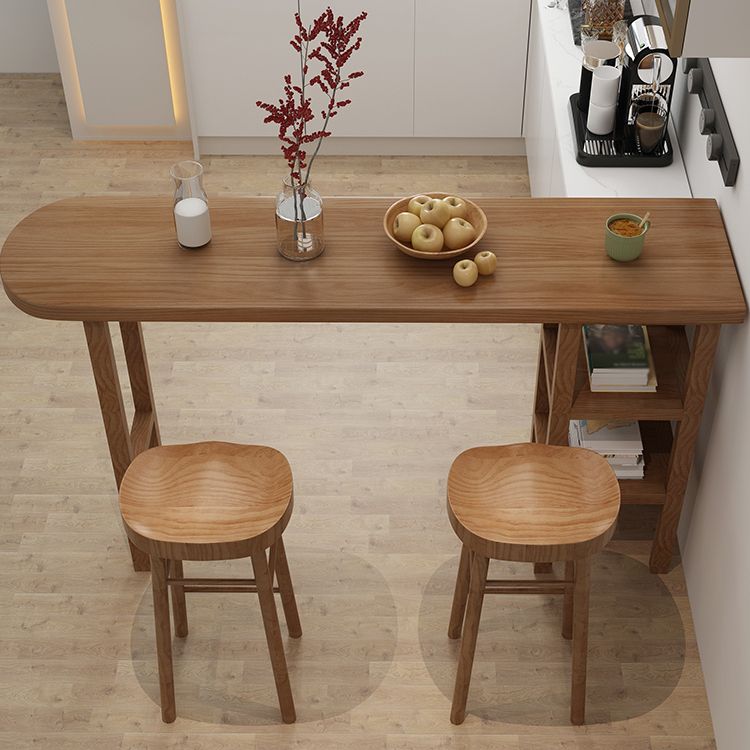 Contemporary Solid Wood Living Room Bar Dining Table in Brown