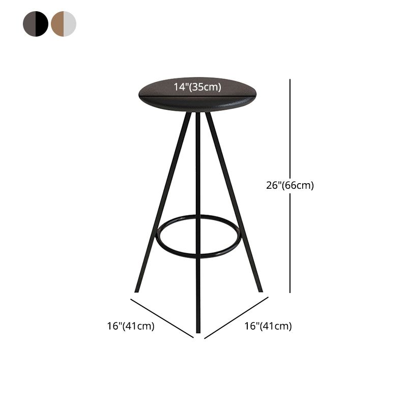 Industrial Style Barstools Leather Seats Metal 3 Legs Counter Stools for Dining Room