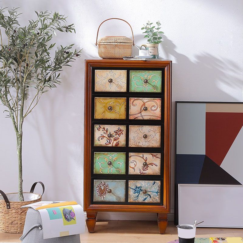 Wooden Storage Chest Modern Style Bedroom Storage Chest Dresser in White and Brown