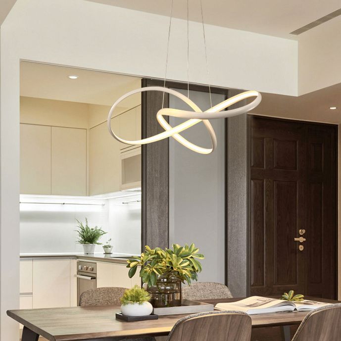 Modern Minimalist LED Pendant Light Aluminium Linear Hanging Lamp with Silicone Shade