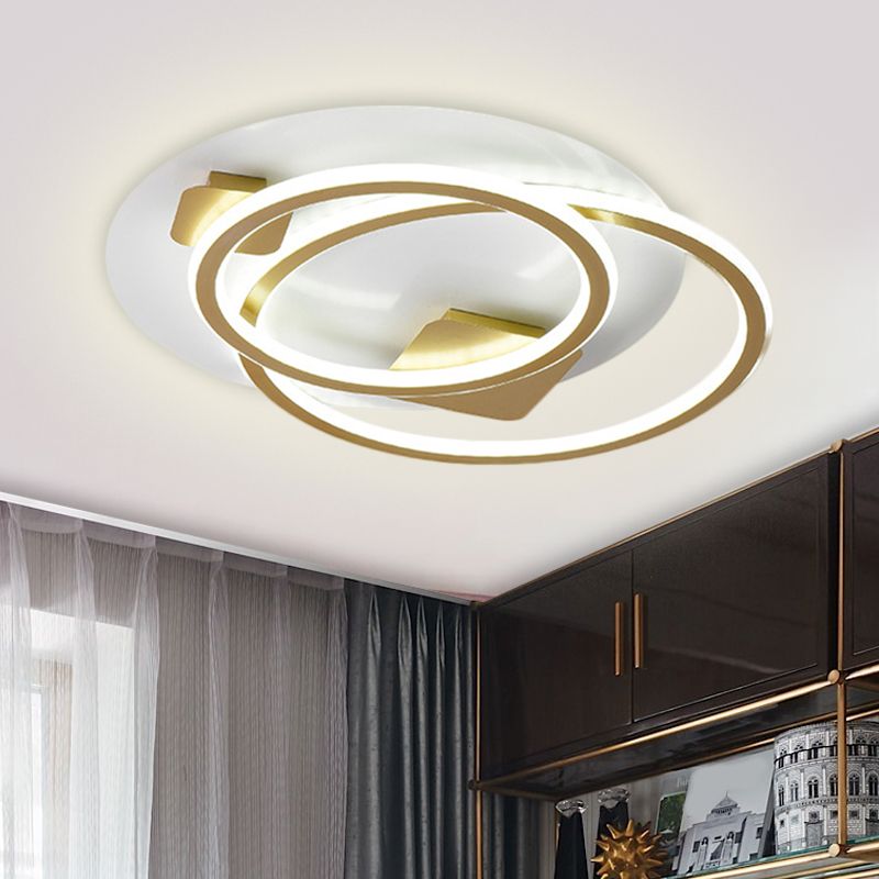 Metallic Dual Ring Led Flush Light eigentijds dicht bij plafondverlichting in goud