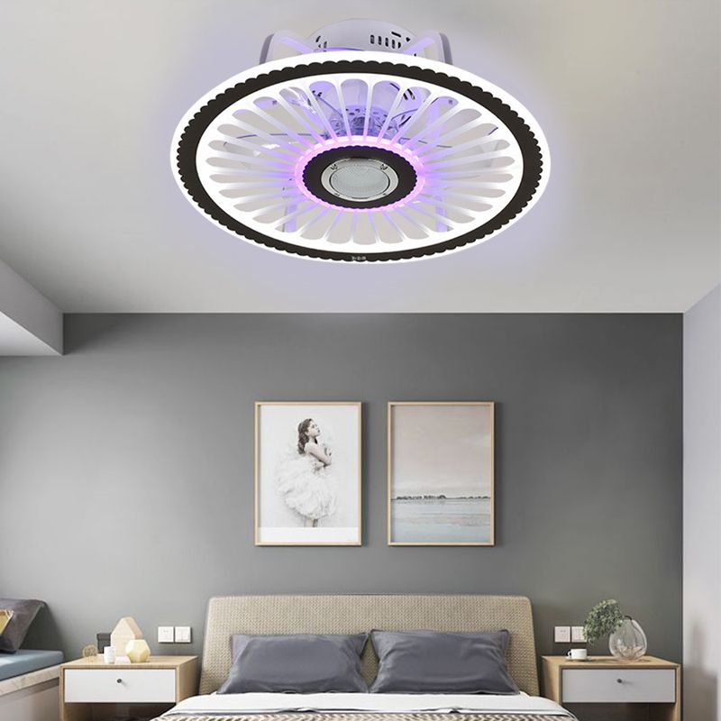 Light Acrilico della ventola per altoparlanti Bluetooth rotondo minimalista della camera da letto acrilico semifulò lampada montata