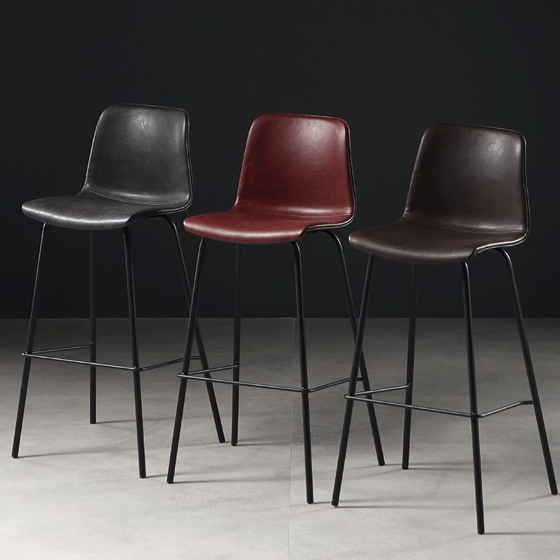 Industrial Indoor Bucket Counter Bar Stool Footrest Faux Leather Bar Stool