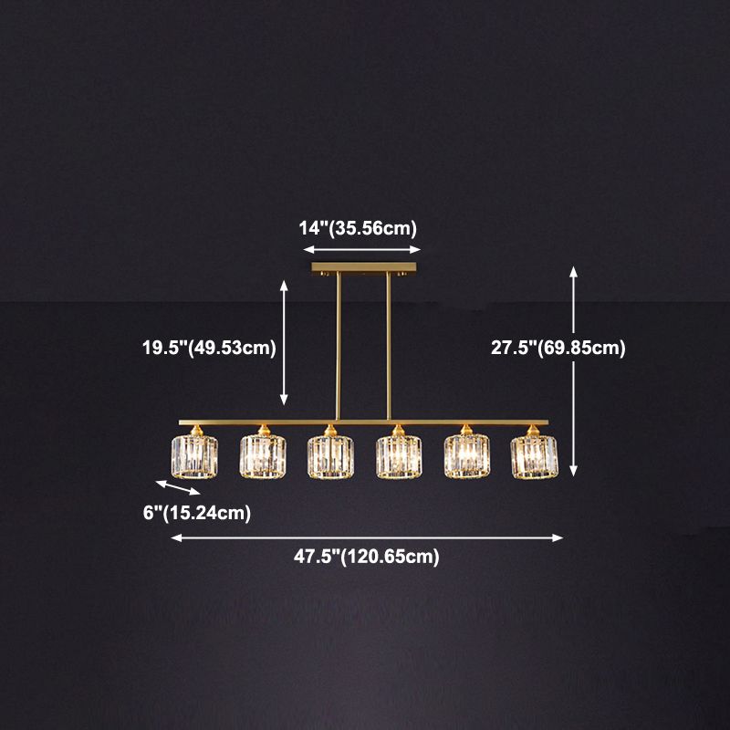 Contemporary Style Cylinder Shape Island Lights Crystal Island Lighting
