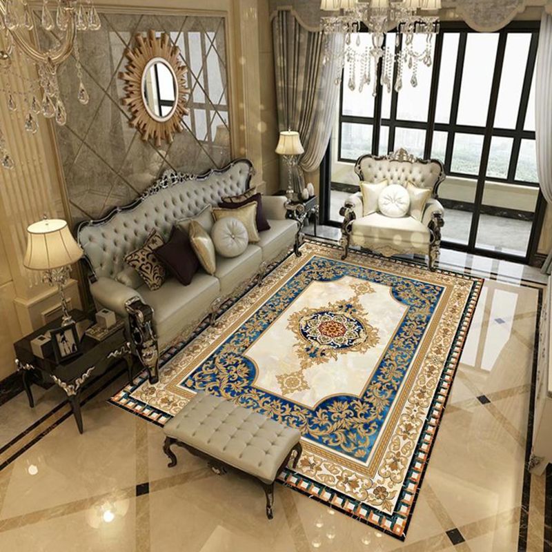 Apricot Tone Modern Indoor Rug Polyester European Print Carpet Easy Care Rug for Home Decoration