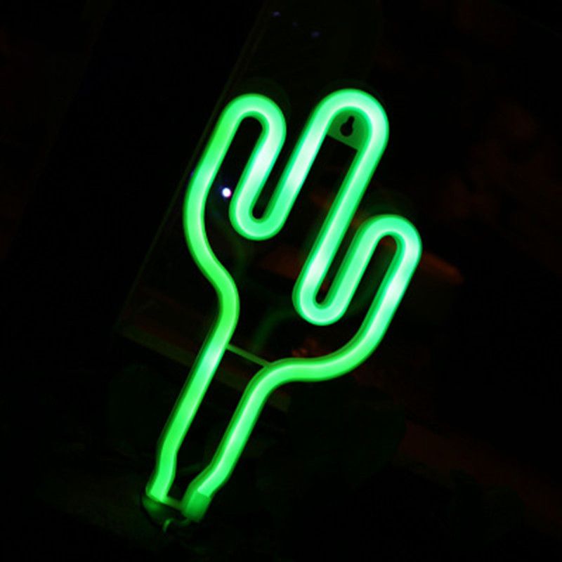 Plastic Cactus Mini Night Lamp Creative USB Operated LED White Wall Night Lighting