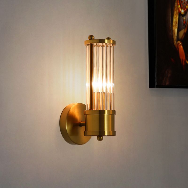 Multi-Light Cylinder Wall Light Sconce Modern Style Crystal Wall Lighting
