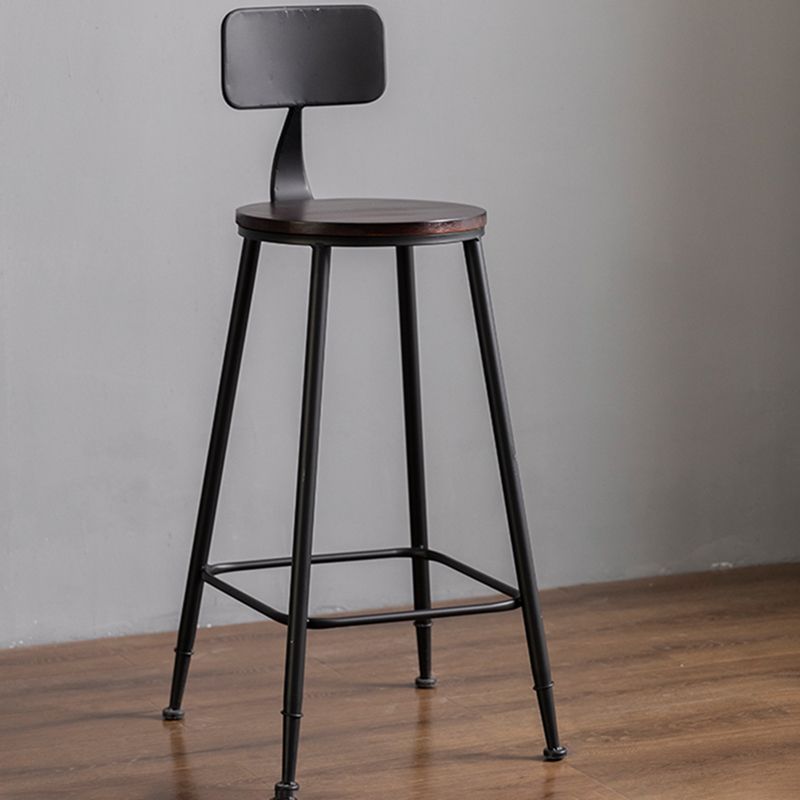 Modern Armless Backrest Counter Stool Iron Bar Stool with Seat and Pedal for Cafe