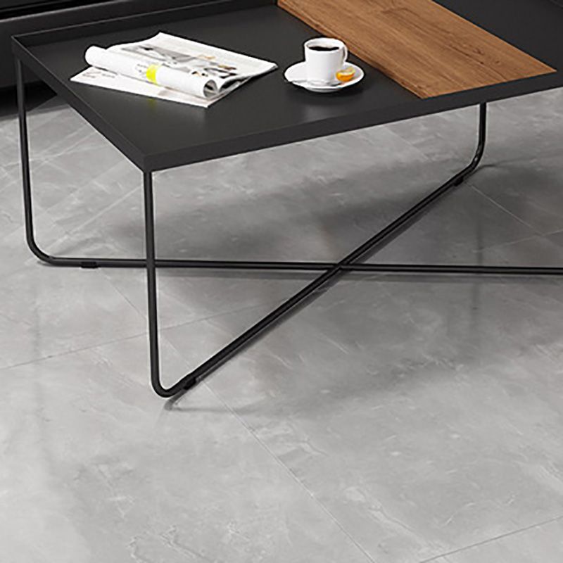 Cross Legs Coffee Table Black Iron Coffee Cocktail Table with Tray Top