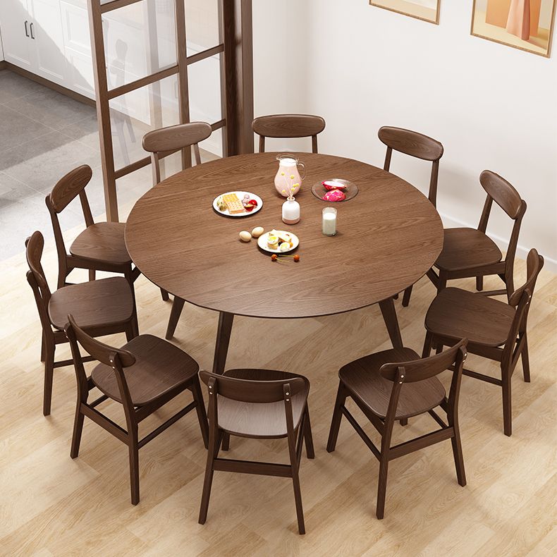 Table à manger ronde extensible pour restaurant Table moderne en bois d'hévéa avec 4 pieds