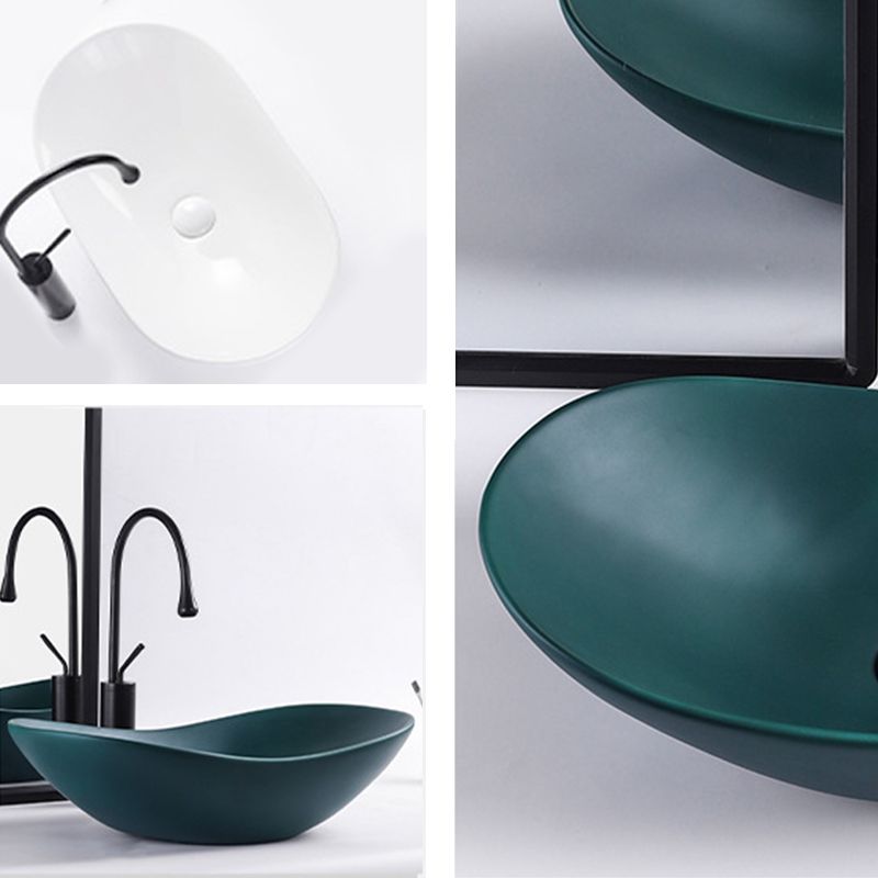 Modern Bathroom Sink Oval Bathroom Sink Overflow with Basin and Faucet