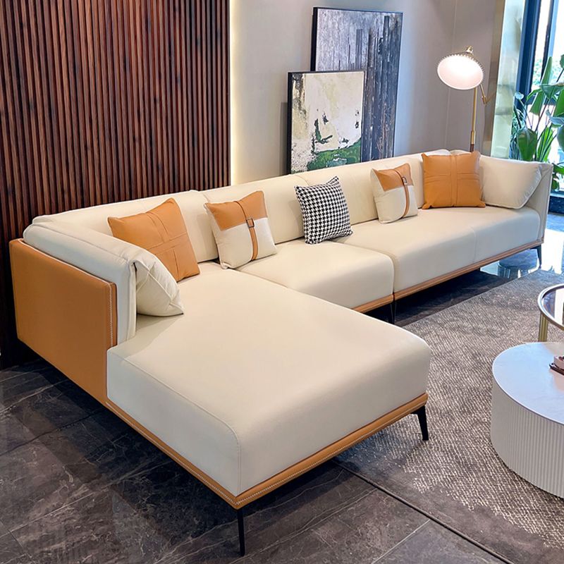 Vlekbestendige faux lederen sofa/sectionele met gekussen achterste kussens voor woonkamer
