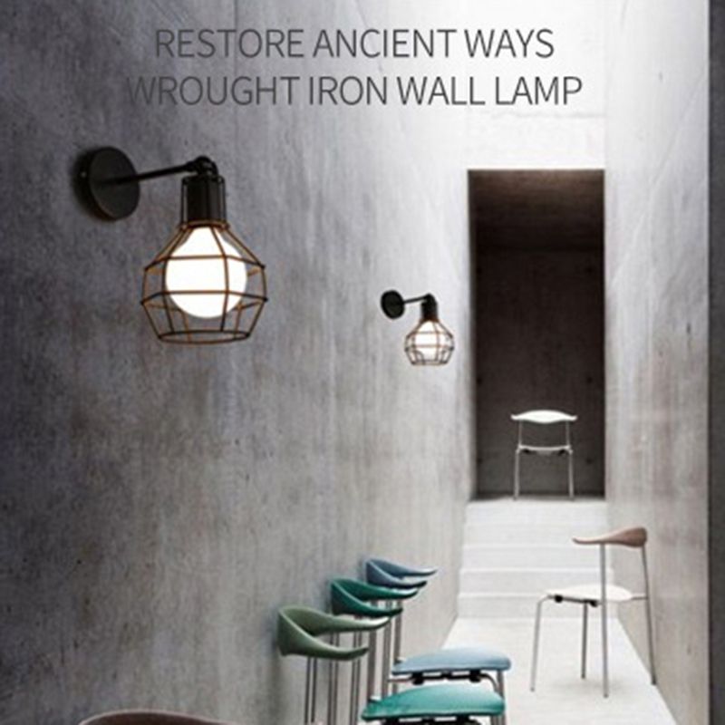 Käfig Wandleuchte industrielle Wandleuchten Metall 1 Leichte Leuchten in Schwarz