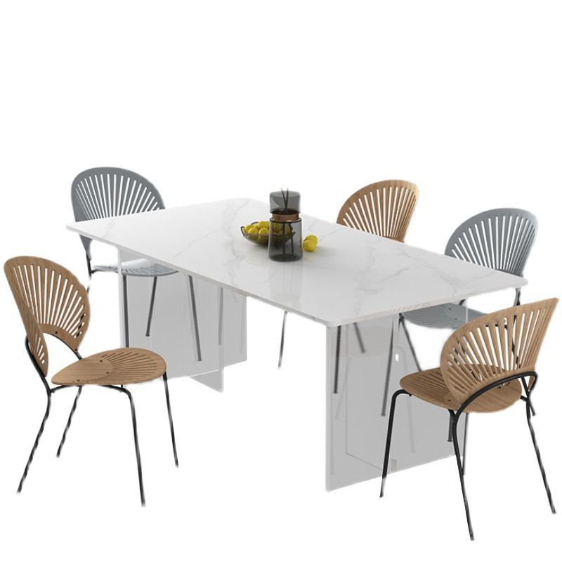 Contemporary Dinette Table Rectangle Stone Dining Table for Dining Room