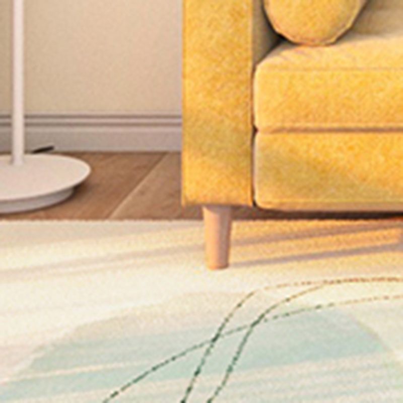 White Tone Home Decor Carpet Simple Abstract Pattern Area Rug Polyester with Non-Slip Backing Rug