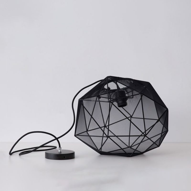 Tessuto a sospensione sospeso per camera da letto geometrica singola illuminazione sospesa moderna in nero/bianco