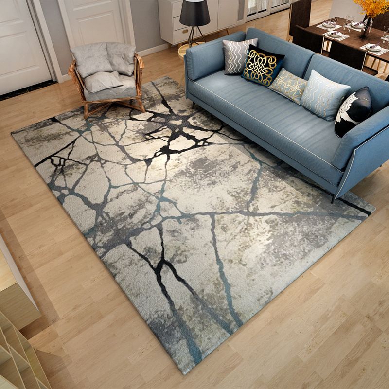 Nordic Living Room Rug Multicolor Abstract Print  Area Carpet Polyster Easy Care Machine Washable Indoor Rug
