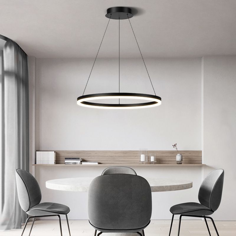 Dining Room One Head Pendant Light Black Metal LED Simple Ceiling Pendant Lamp