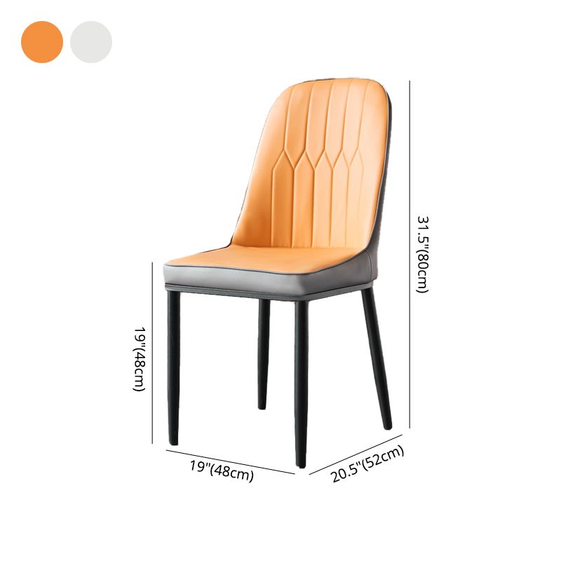 Sillas de comedor de estilo moderno, silla Parsons lateral sin brazos de metal para cocina