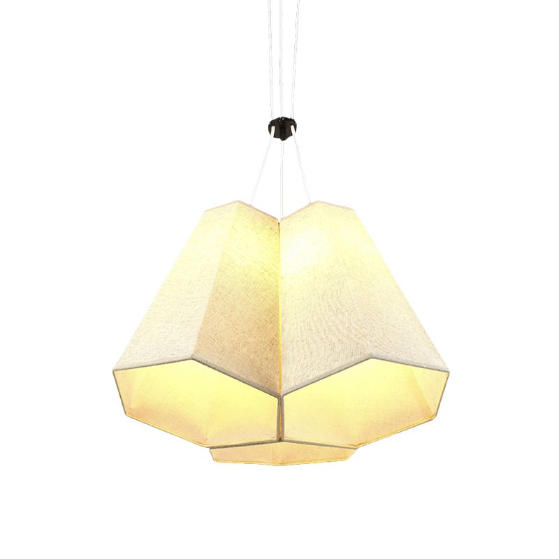 Witte zeshoek piramide druppel hanger modern 3 bollen stof multi -licht plafondlicht
