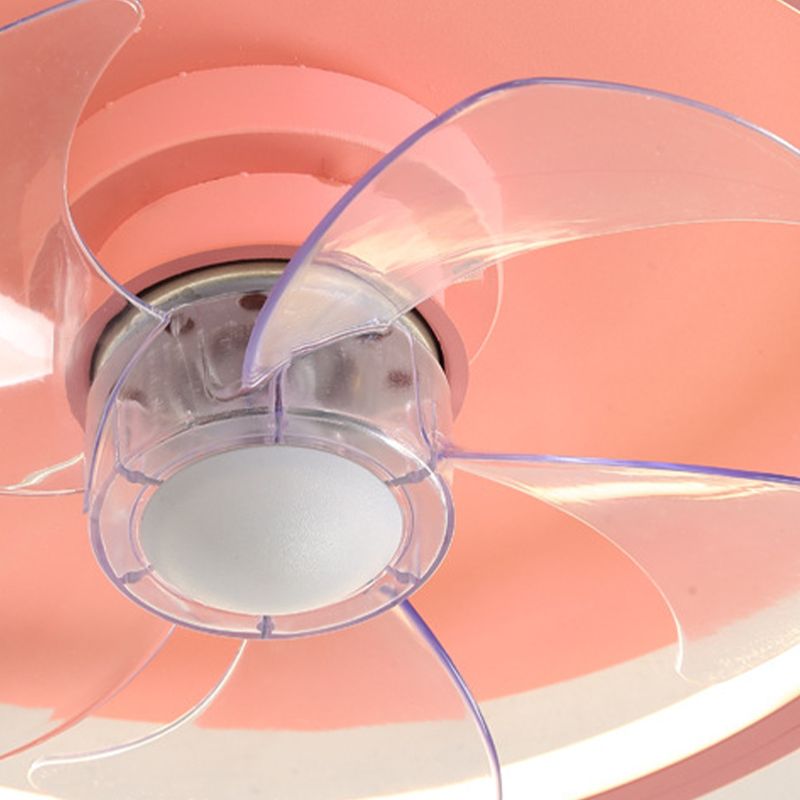 5-Blade Children Fan with Light LED Metallic Pink Ceiling Fan for Foyer