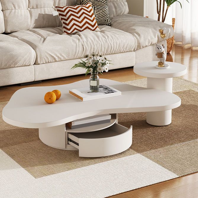 Abstract Coffee Table Wood Geometric Coffee Coffee or End Table with Drawer