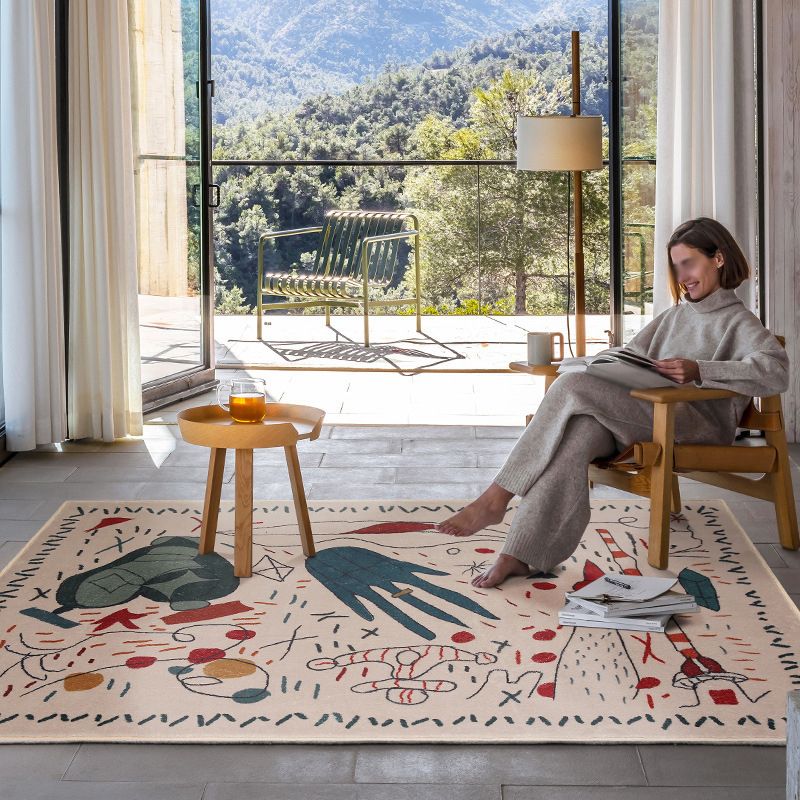 Bruin abstract print tapijt polyester modern tapijt wasbaar tapijt voor salon