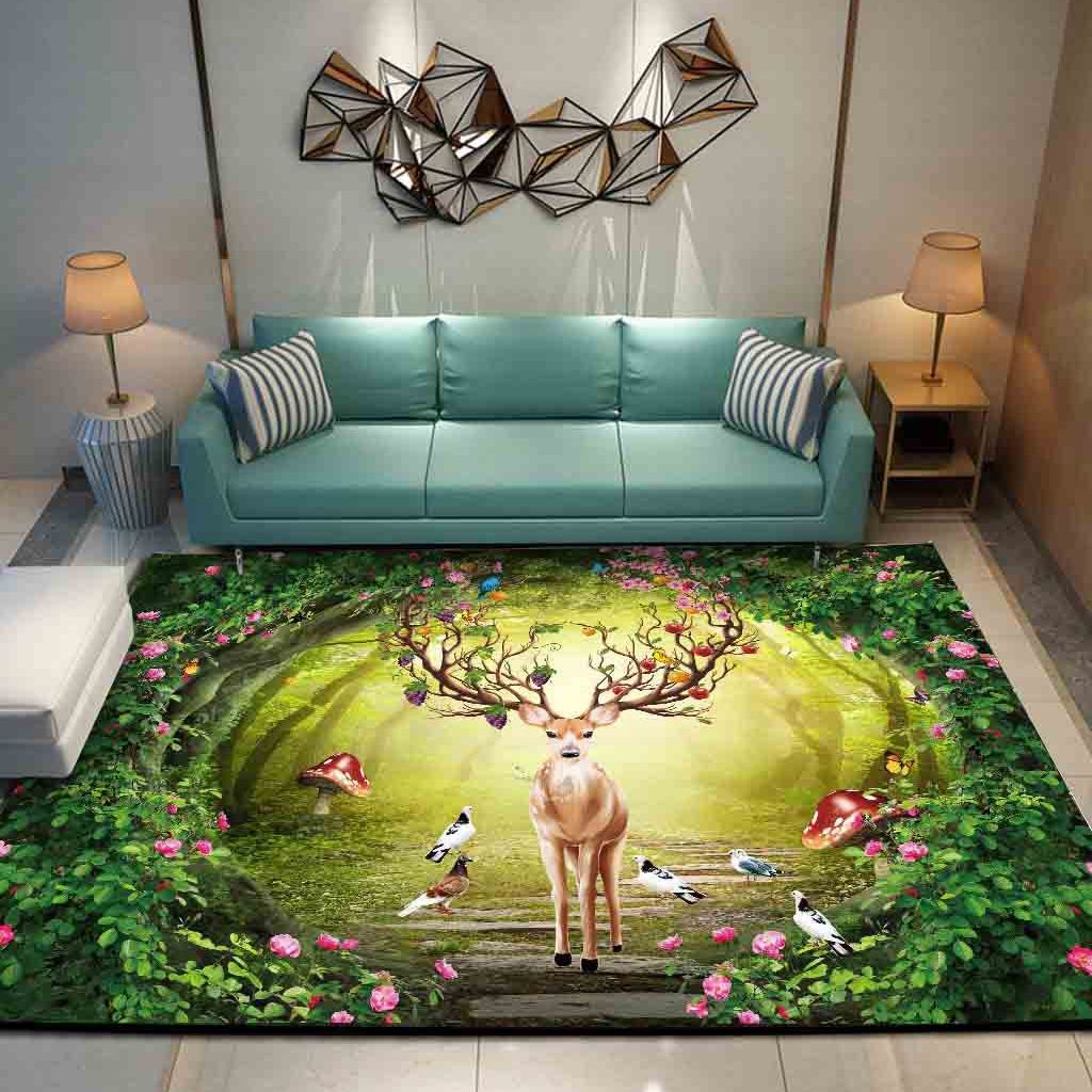 Fancy Modern Carpet Animals Pattern Polyester Area Rug Non-Slip Backing Rug for Home Decor