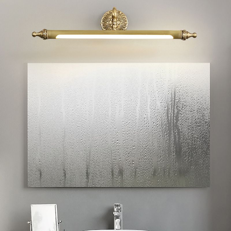 1 Light Linear Wall Lighting Modern Style Mirror Wall Mounted Light Fixture in Brass