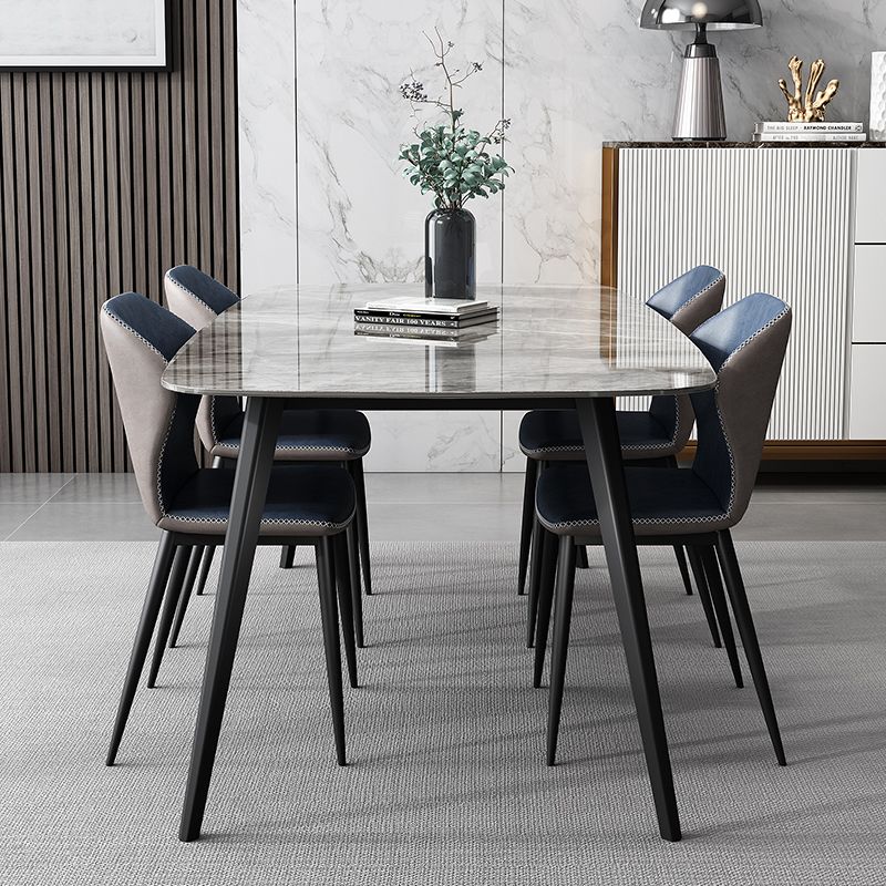 Simplicity Style Home Sintered Stone Dining Table Rectangle Shape Table with 4 Legs Base