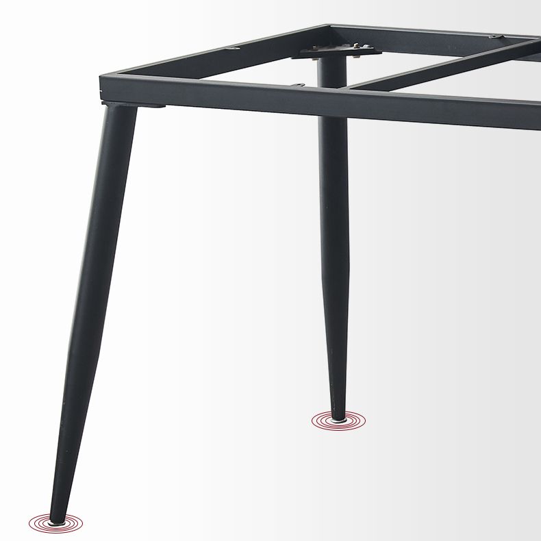 Metal Industrial Rectangle Dining Table Black Sintered Stone Top Table with 4 Legs