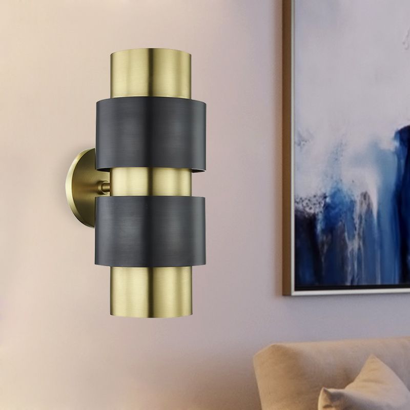 Zylindrische Schlafzimmer Wandmontierte Lampe Kolonialismus Metall Ein leicht Gold/Silber Wandleuchte Leuchte