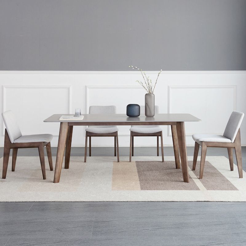 Wood Kitchen Dining Chair Contemporary Upholstered Dining Chair in Grey