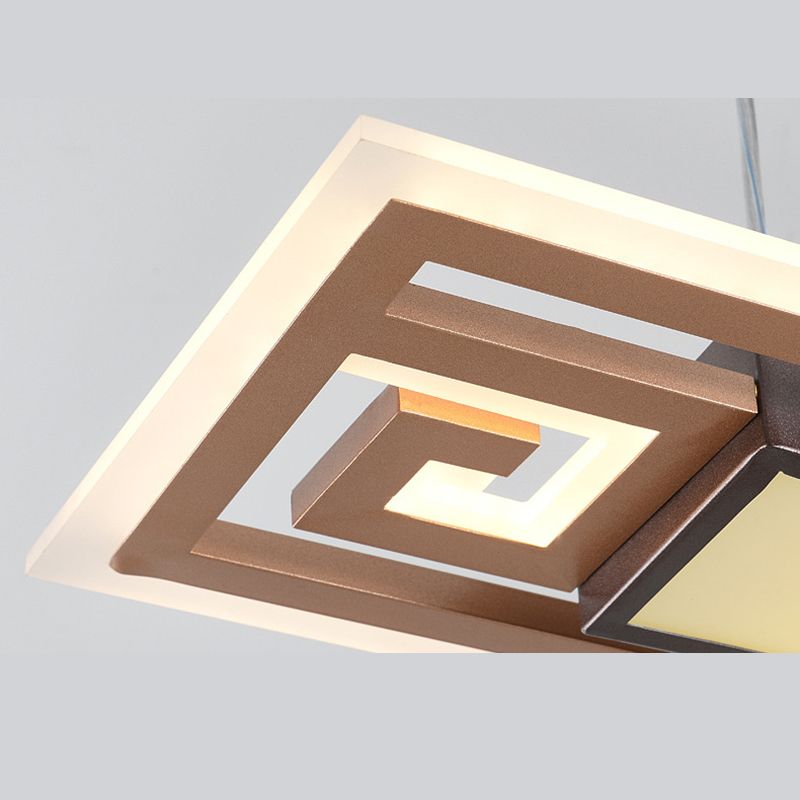 Luces colgantes colgantes de metal marrón lámparas colgantes lineales contemporáneas para comedor