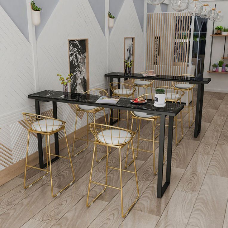 Modern Bar Table Set 1/4/7 Pieces Faux Marble Counter Table with Upholstered Stools