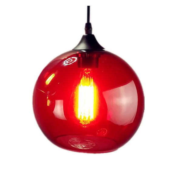 Luce a ciondolo globale industriale 1 luce 8 "/10" larga grigio/rosso/blu lampada sospesa in nero