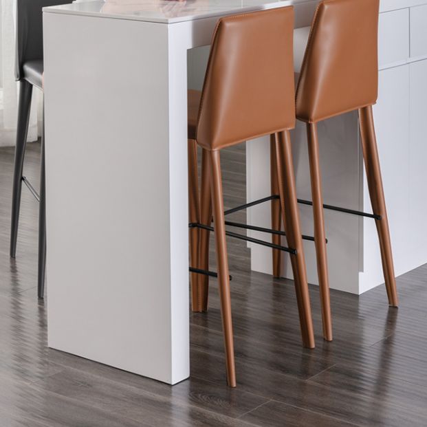 Contemporary Leather Bar Stool Low Back Counter Bar Stool with Metal Legs for Home