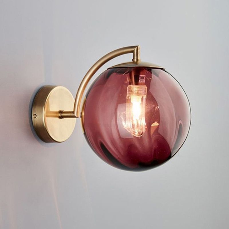 Metal Wall Sconce Ball Shape Modern Vanity Lamp with Glass Shade for Bathroom