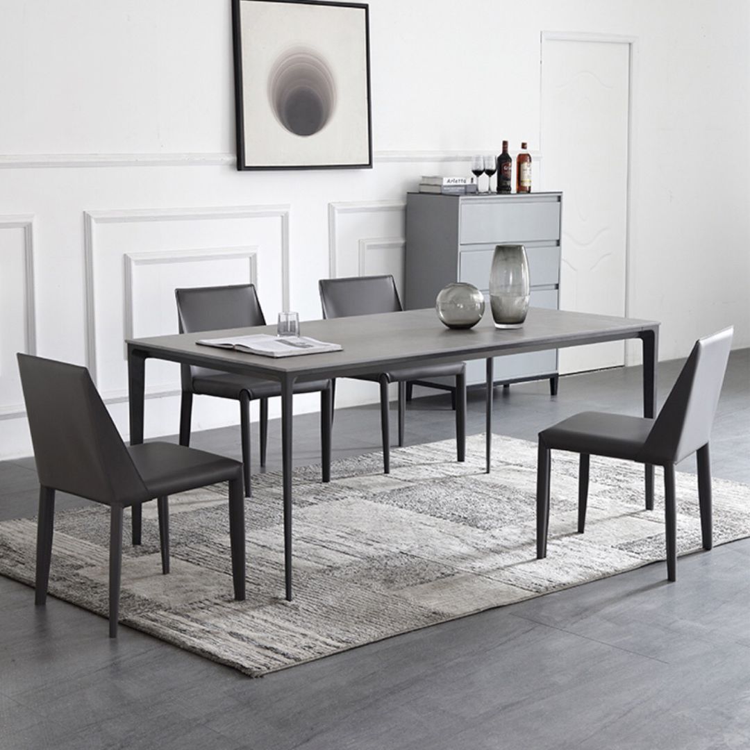Standard Sintered Stone Top Dining Set with 4 Black Metallic Legs for Dining Furniture