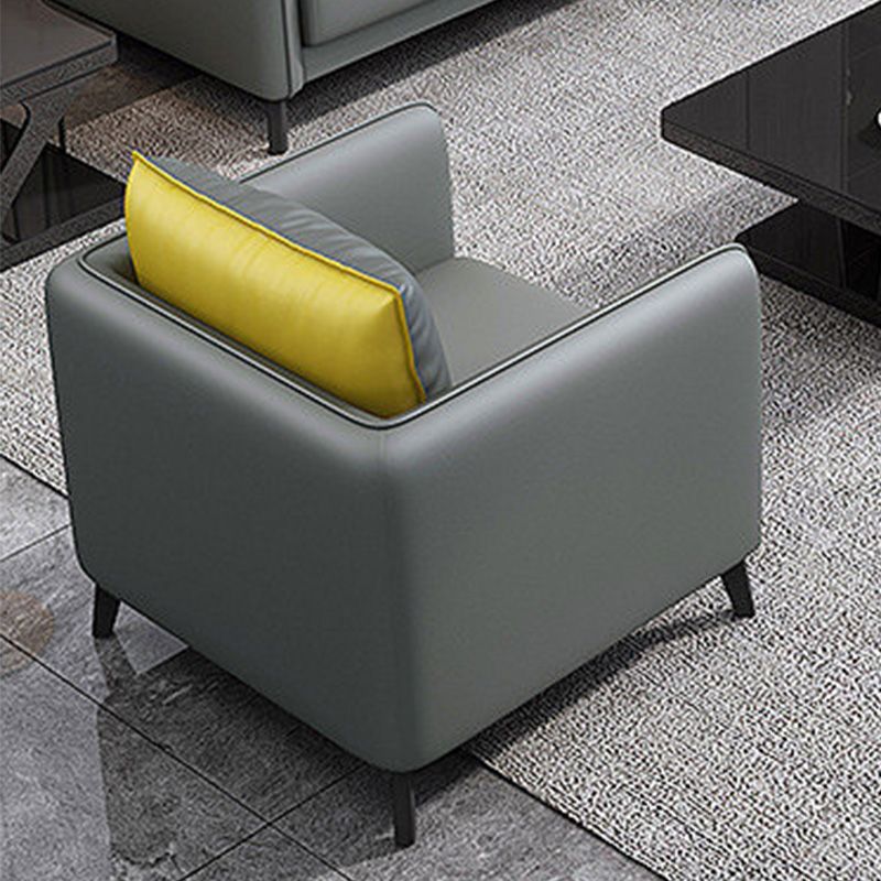Standard Square Arm Leather Stain Resistant Sofa Couch with Pillows