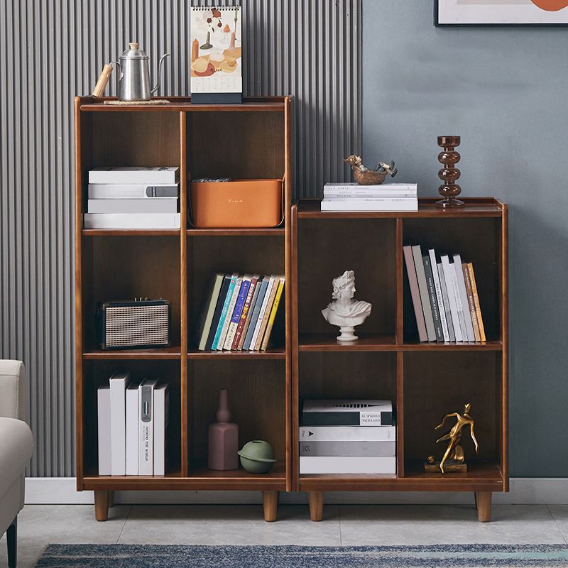 Industrial Closed Back Book Shelf Freestanding Standard Kids Bookshelf in Walnut