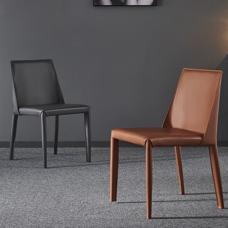 Industrial Faux Leather Dining Chairs Indoor-Outdoor Armless Chairs