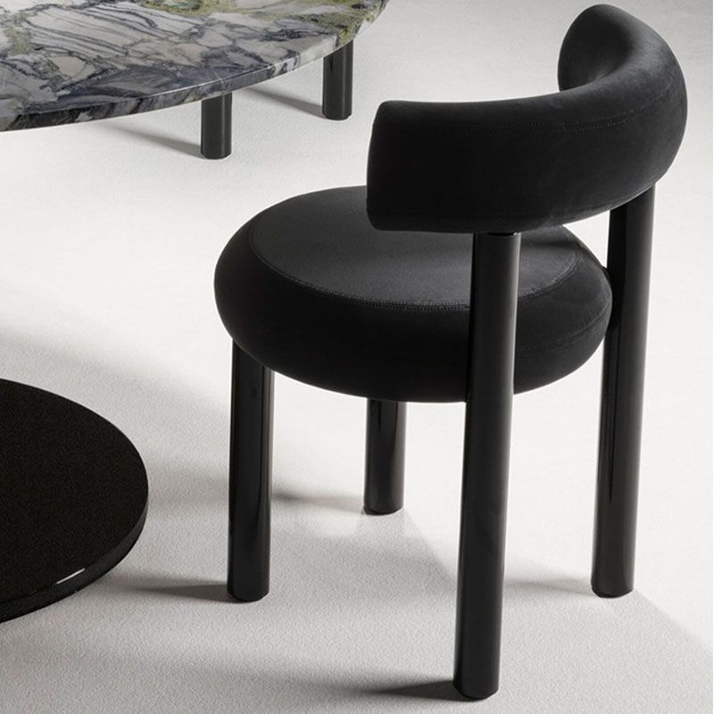 Metal Contemporary Upholstered Side Chair Matte Finish Open Back Dining Chair