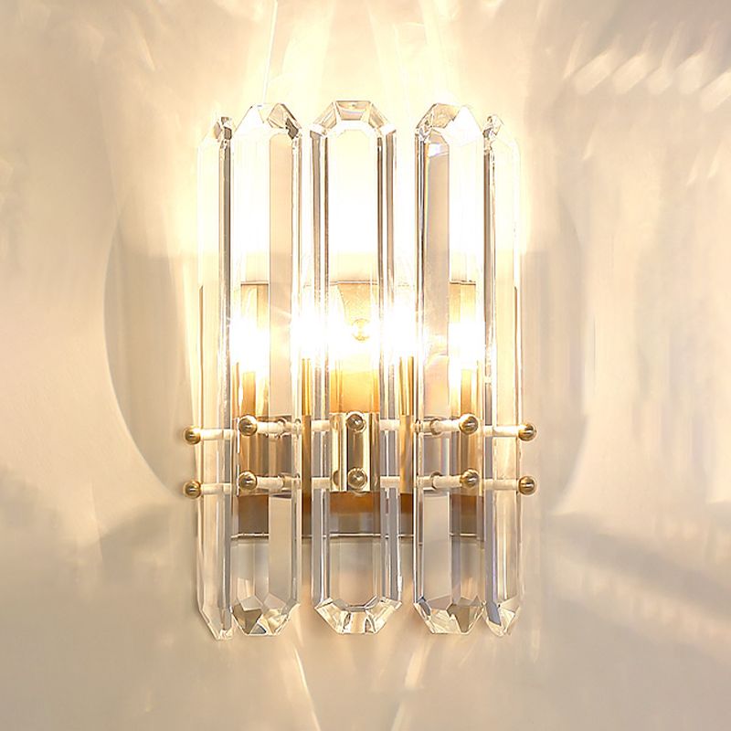 Modern Style Geometry Shape Wall Light Crystal 2 Light Sconces for Bedroom