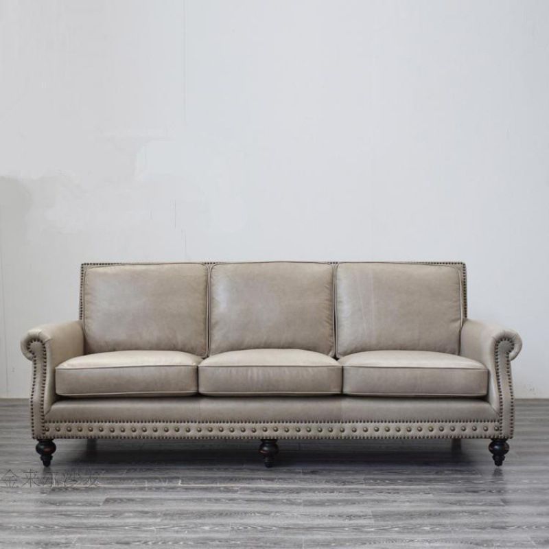 Traditional Rolled Arm Sofa with Nailhead Trim Cushion Back Couch for Three People