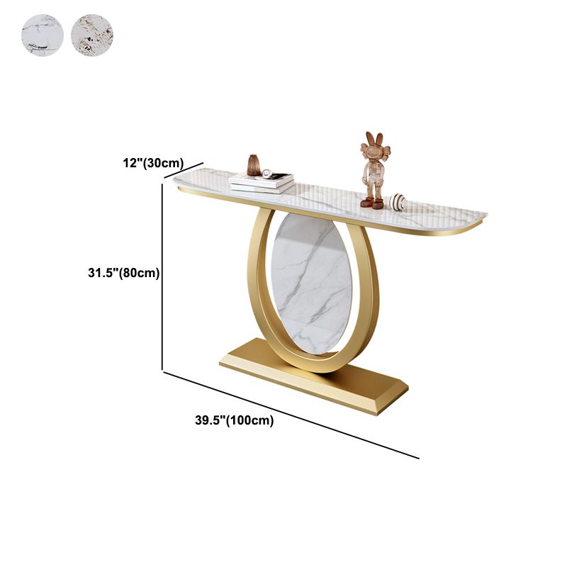 Glam Slate Iron Console Table Half Moon Stain Resistant Scratch Resistant Console