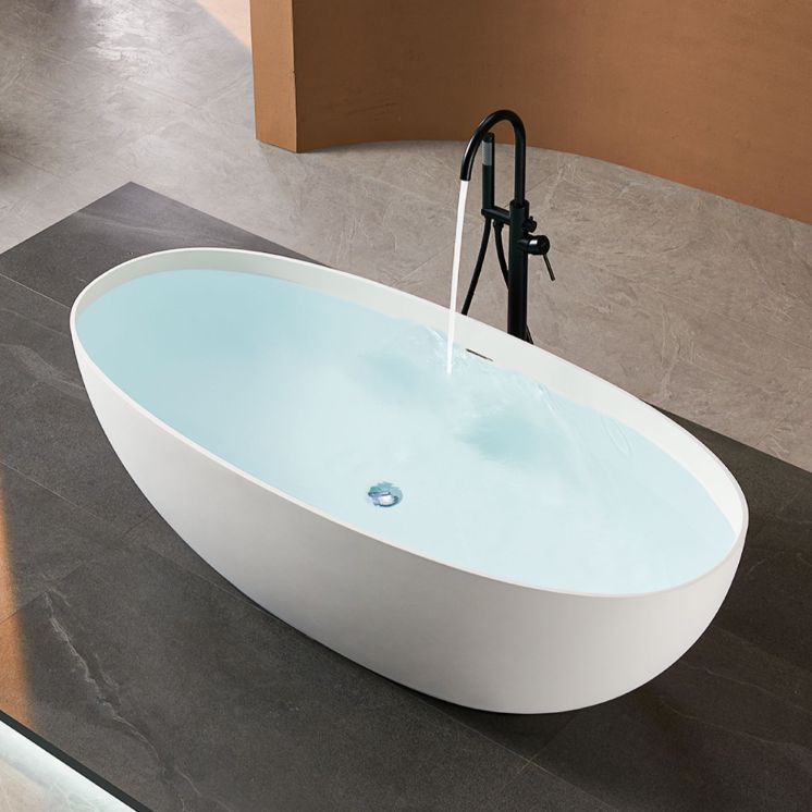 Freestanding Modern Soaking Bathtub Antique Finish Oval Bath Tub