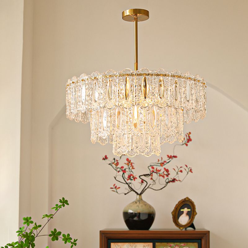 Contemporary Style Geometry Pendant Chandeliers Glass Chandelier Lighting Fixtures in Gold