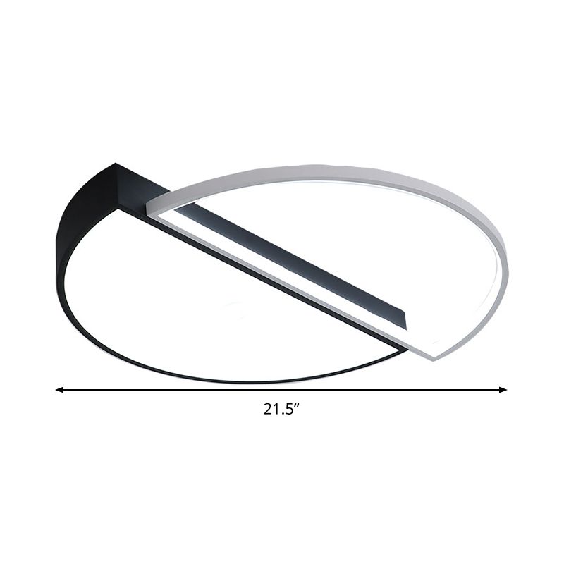 Splicing Round Flush Mount Ceiling Light Modernity Metal LED Black/White Flush Lamp in Warm/White Light/Remote Control Stepless Dimming, 18"/21.5" W